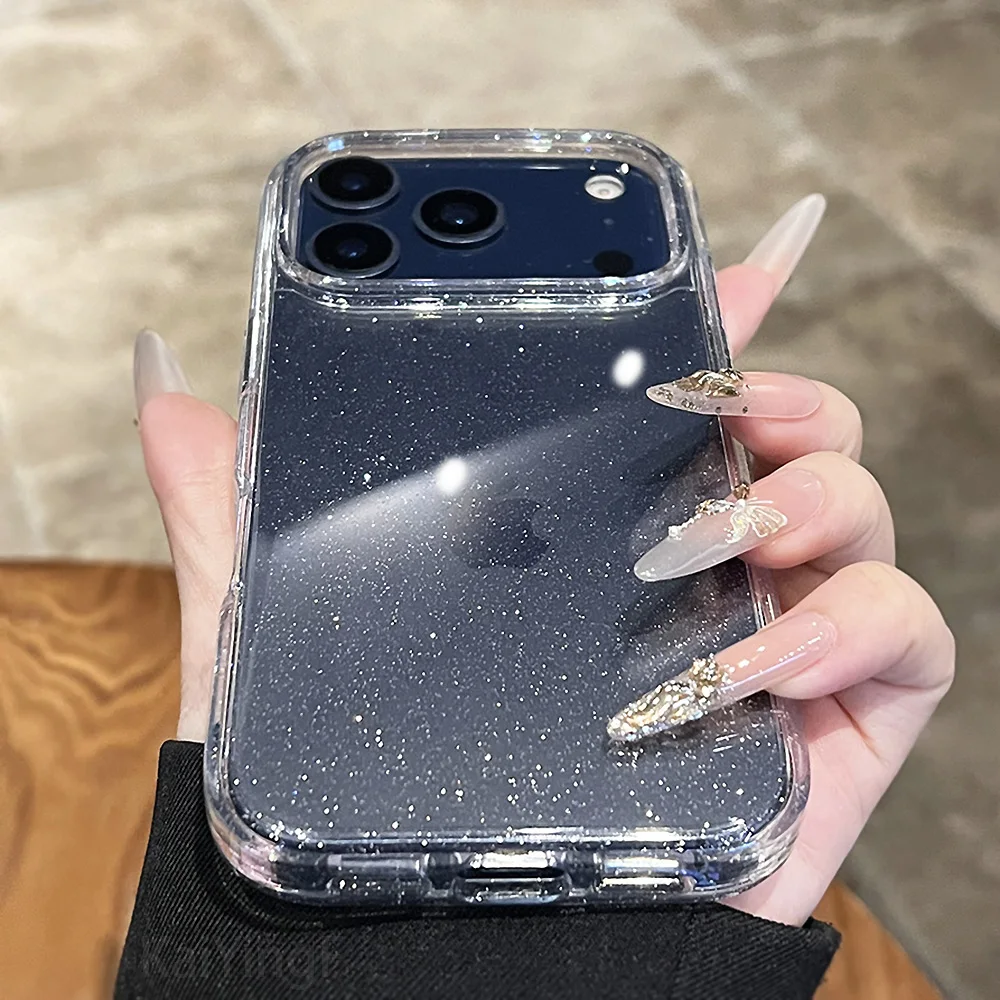 Luxuriöse Glitzer-Handyhülle für iPhone 18 17 16 15 14 13 12 11 Pro Max Plus Air, weiche Silikon-Transparent-Bumper-Hülle