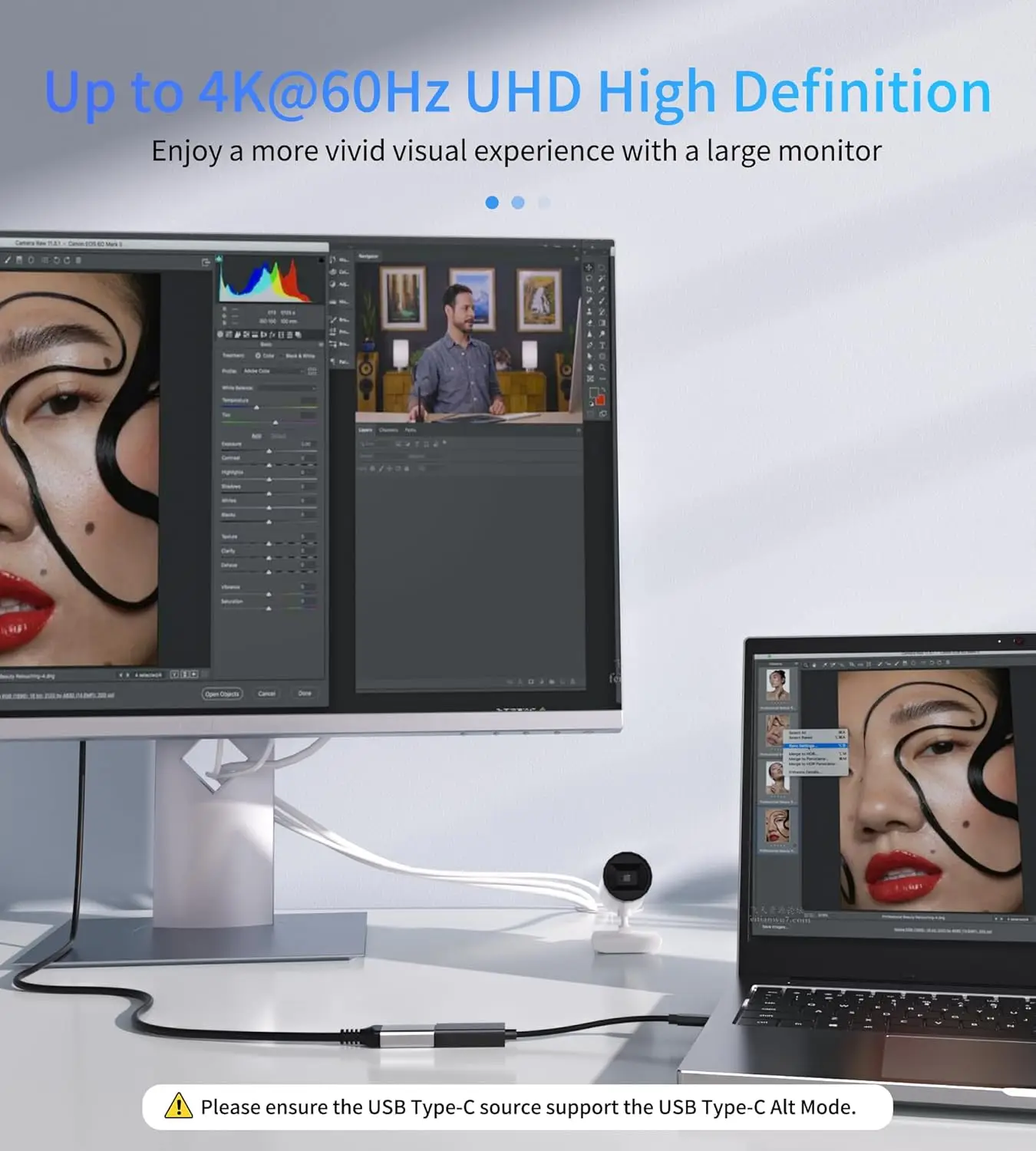 USB-C to HDMII-compatible Adapter 4K@60Hz, Thunderbolt 3/4 Compatible for iPhone 15, Galaxy S23, MacBook, iPad, XPS, Surface