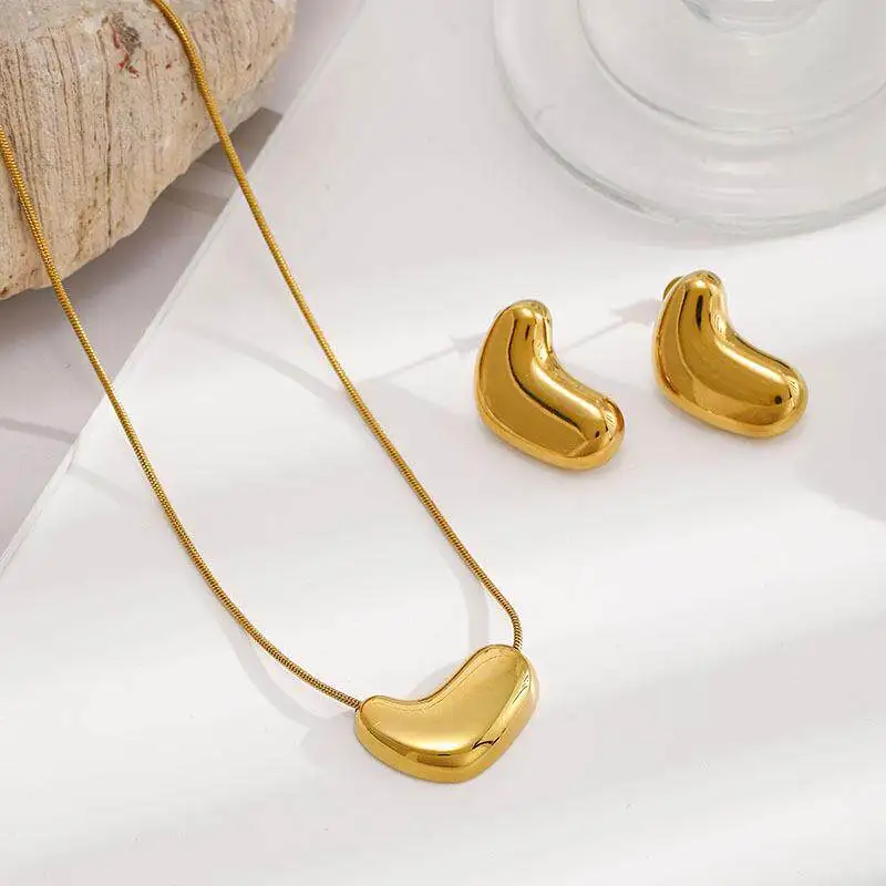 

Серьги в форме сердца из нержавеющей стали, женские простые, высококачественные, универсальные серьги-гвоздики, цепочка на ключицу, ювелирные изделия