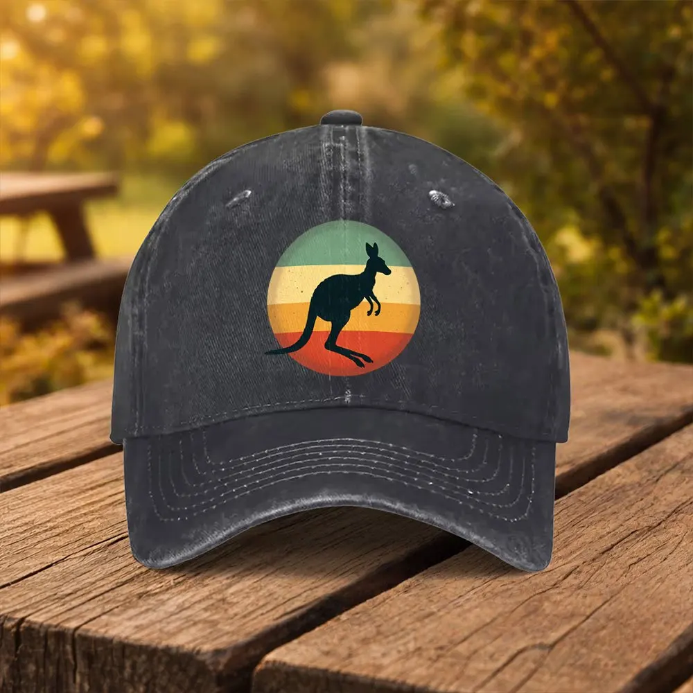 Vintage Kangaroo Pattern Print Baseball Cap, Unisex Fashion Duckbill Cap, Suitable for Outdoor Sports, Fitness, Travel, and Outi