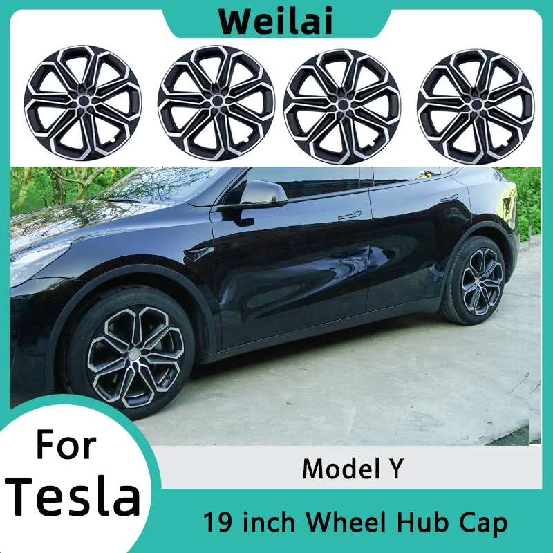 For Tesla Model Y 19 Inch Wheel Hub Cap ABS Full Cover Hubcap Plum Blossom Shape Wheel Covers Decorative 2025 Auto Accessories