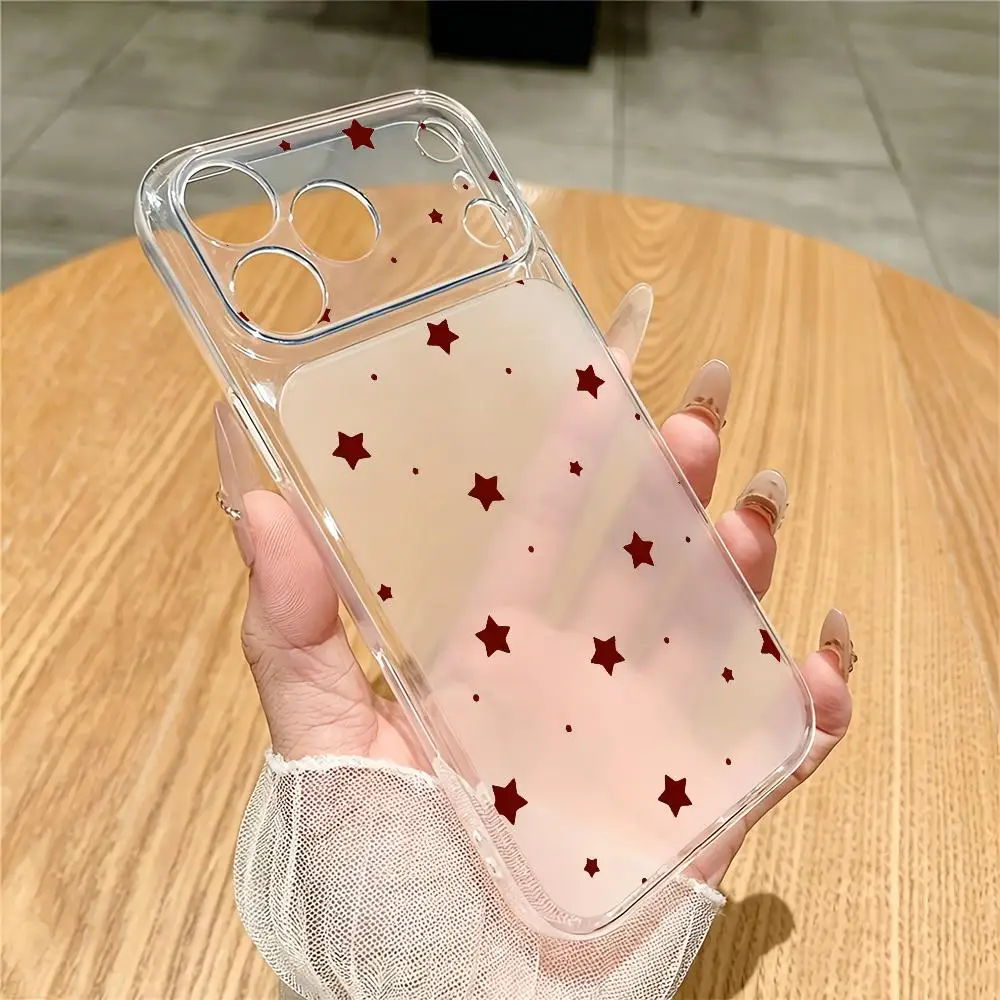 Red star transparent phone case suitable for iPhone 18 17 16 15 14 13 12 11 Pro/Max/Plus anti drop and shockproof back cover