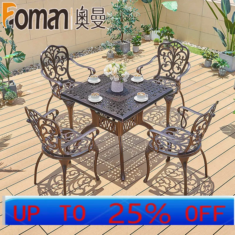 

LMM outdoor table and chair combination, cast aluminum outdoor furniture balcony table and chair