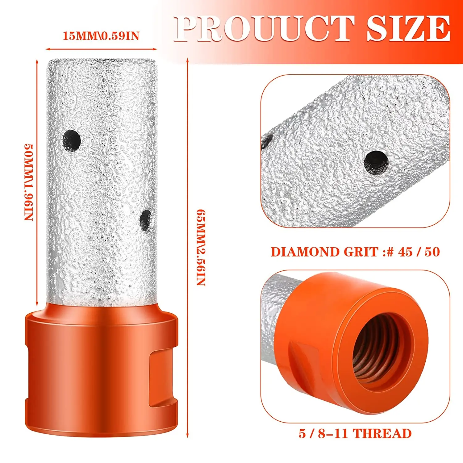 Imagem -03 - Diamante Soldada Fresa Brocas Mais 1.92 48 mm Cone tipo Chamferer Bits Buraco Saw Opener Mais Adaptador 0.6 15 mm 811