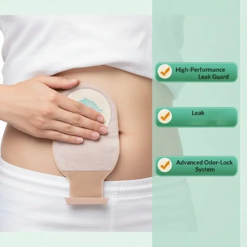10 Stück Atmungsaktive Einteilige Offene Kolostomiebeutel mit Leicht zu Lösenden Clips, Transparente Stoma-Pflege für die Postoperative Versorgung – Detail 5