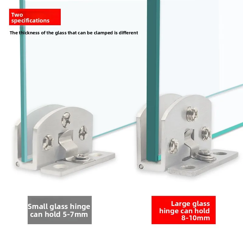 304 Stainless Steel Wine Cabinet Glass Clamp Bracket, Frameless 90 Degree No Drill Hinge, Showcase Glass Hinge
