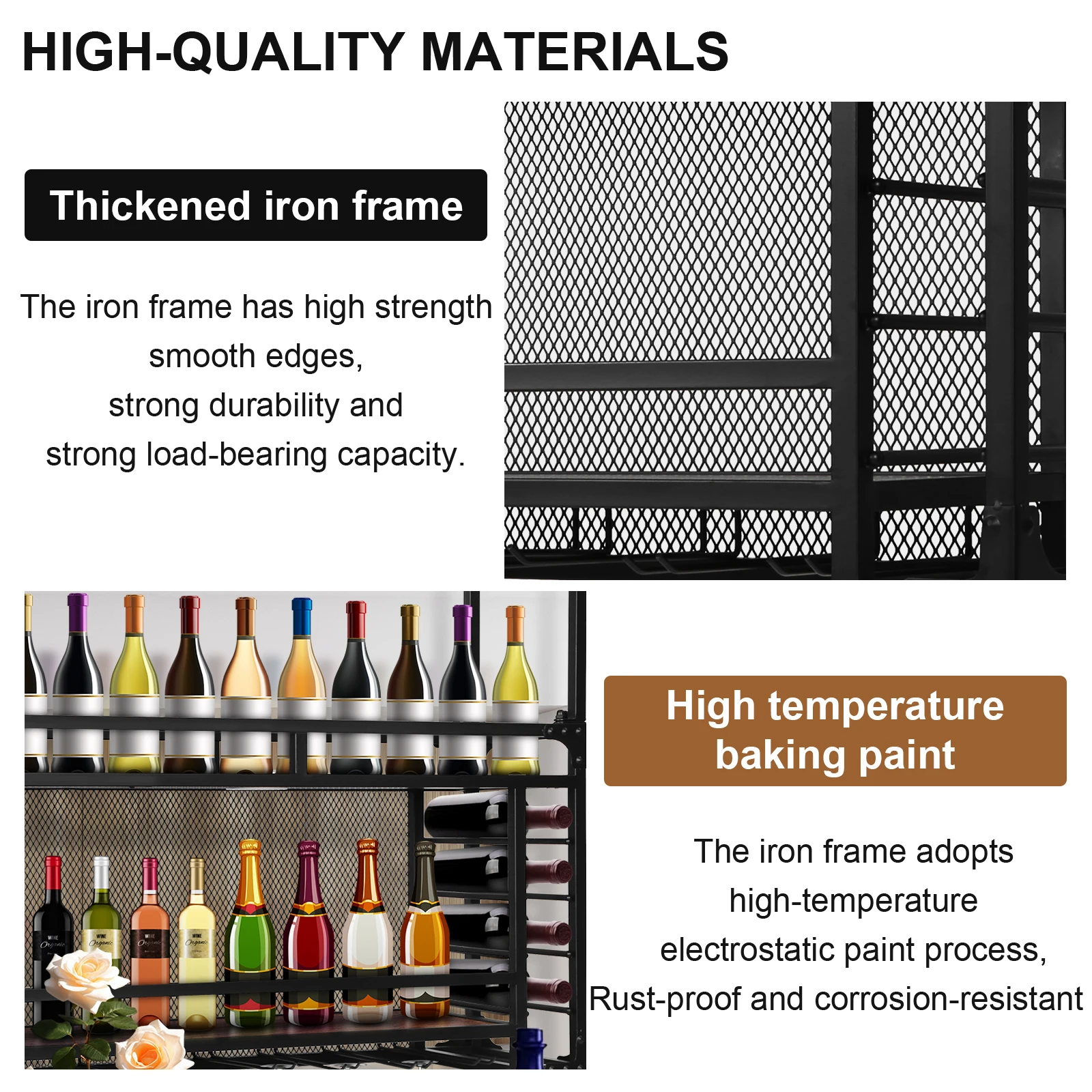 

Wall Mounted 2 -Tiers Wine Holder Simple Type With Light Wine Shelf Storag For Bar Restaurant Indoor for Kitchen Dining Room Bar