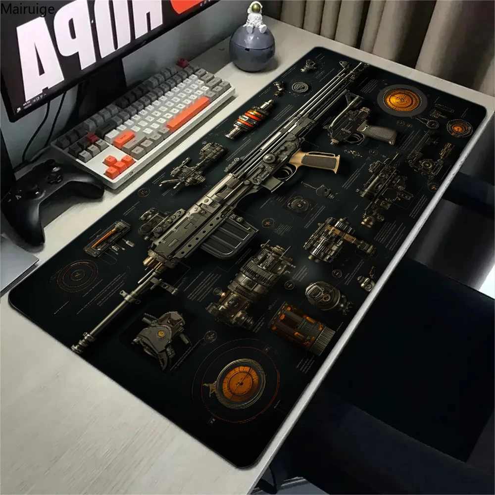 Gun Anime Mouse Pad Gamer Accessories Weapon Rifles Parts Firearm Game Black Mousepad Computer PC Gaming Non-slip Desk Mats