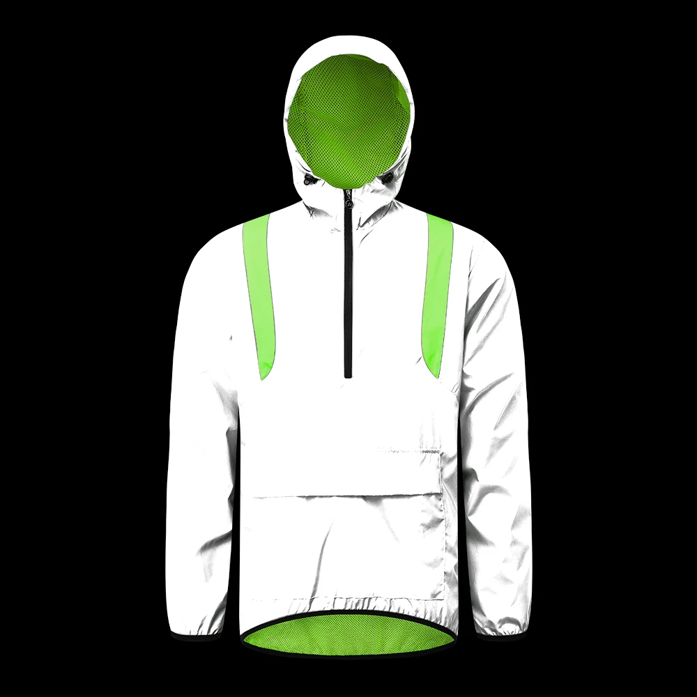 WOSAWE Rider Reflective Jacket Casual Hiphop Windbreaker Night Sporting Coat Hooded Fluorescent Clothing Running Pocket Jacket