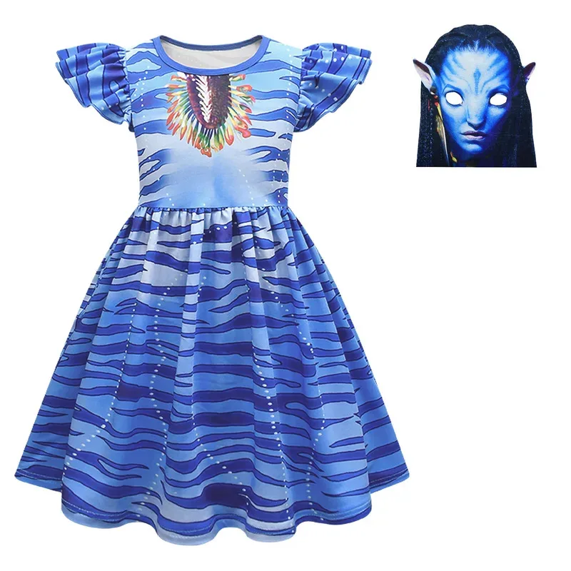 Avataring o caminho da água alienígena cosplay vestido 3d menina crianças avatararing 2 cosplay traje festa de halloween vestir-se roupas máscara