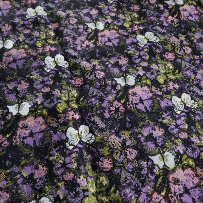 Thick abstract oil painting style jacquard fabric woven women's