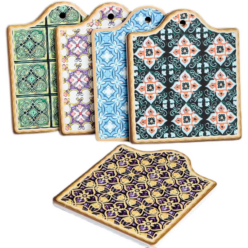 Moroccan Exotic Wind Ceramic Placemat Pot Pad Plate Heat Insulation Mat Retro Tile Placemat Gourmet Shooting Props Free Mail