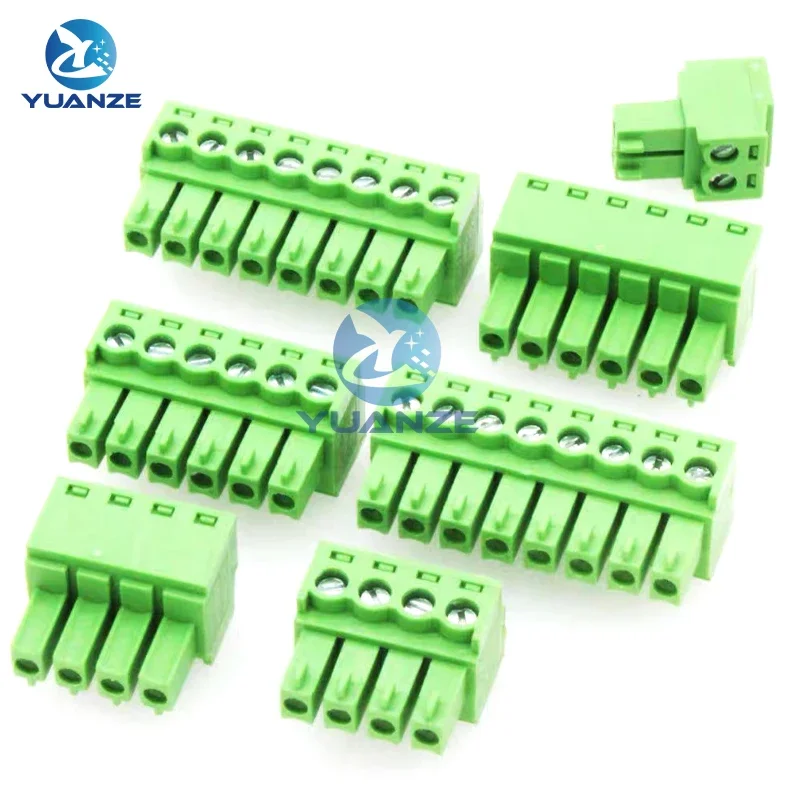 10 Pair 15EDG 3.5mm Plug-in Terminal Block Straight Pin PCB Screw Terminal Connectors 2/3/4/5/6/7/8/9/10P KF15EDG-3.5 Green