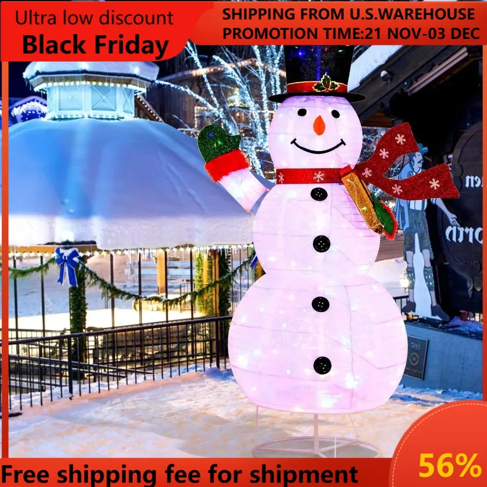 6 FT Lighted Christmas Snowman, Christmas Snowman Decoration with 180 Colorful LED Lights, Remote Control, 8 Lighting M