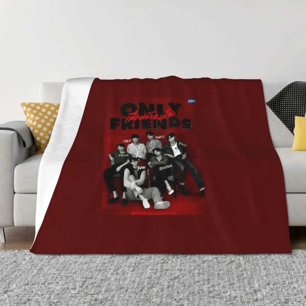 

Only Friends BL drama Thai Throw Blanket Bed Fashionable Plaid on the sofa Cute Plaid Beautifuls Blankets