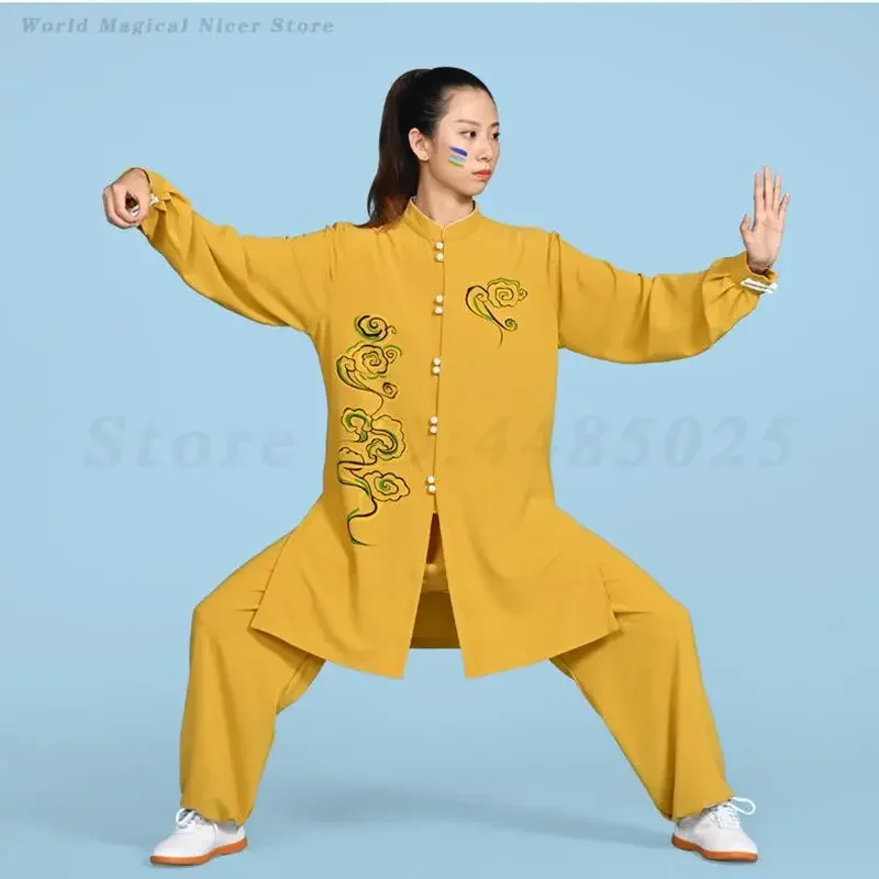 Spring Autumn Performance Martial Arts Kung Fu Uniform Chinese Traditional Tai Chi Clothing Tang Suit Wing Chun Wushu Costume