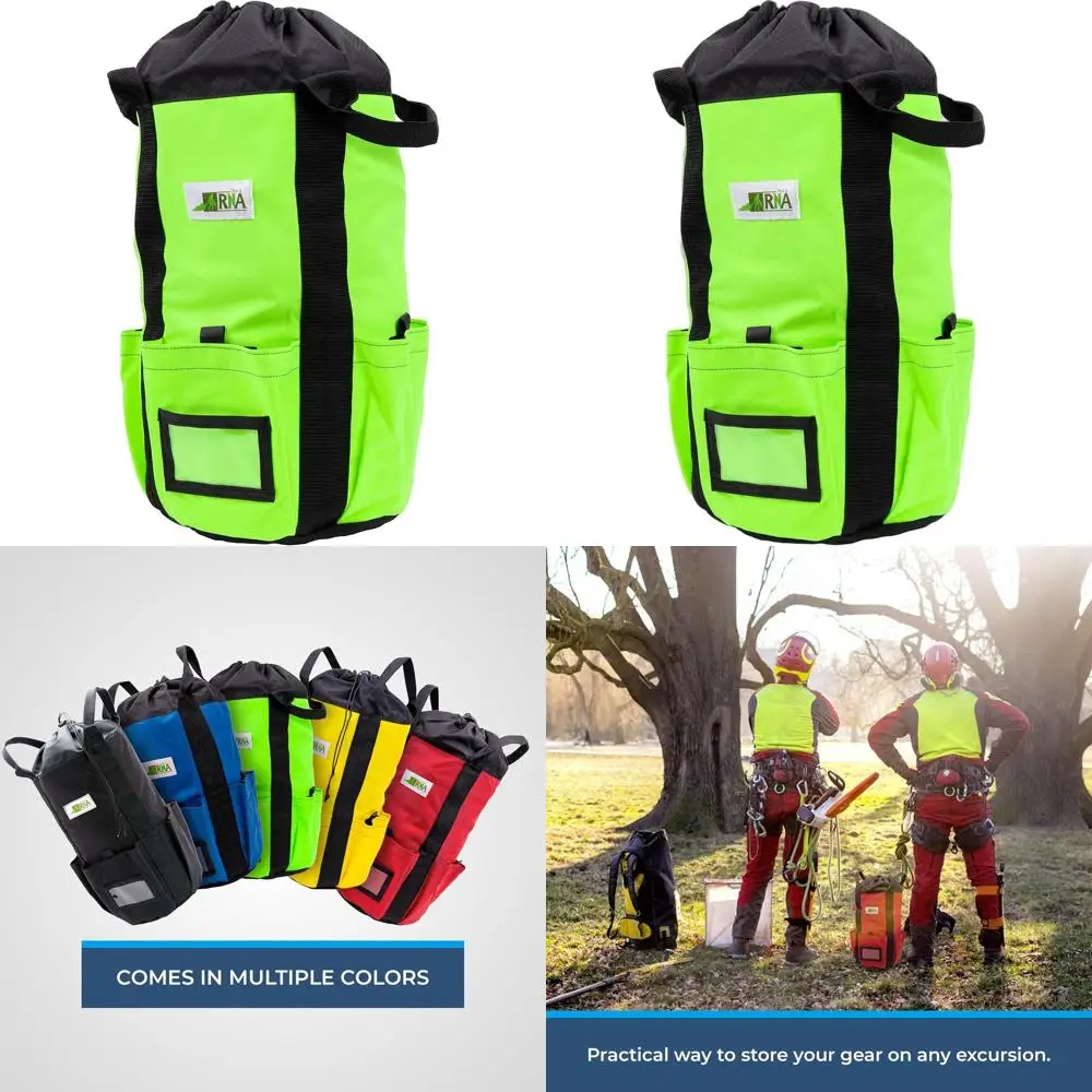 

Tree Climbing Rope Bag - Waterproof Backpack, Bucket Style, 200ft Capacity, Neon Green