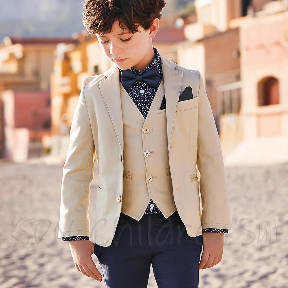 

Elegant Suits For Boy Slim Fit Notched Lapel Children Outfit Three Pieces(Jacket+Vest +Pants) Formal Child Set