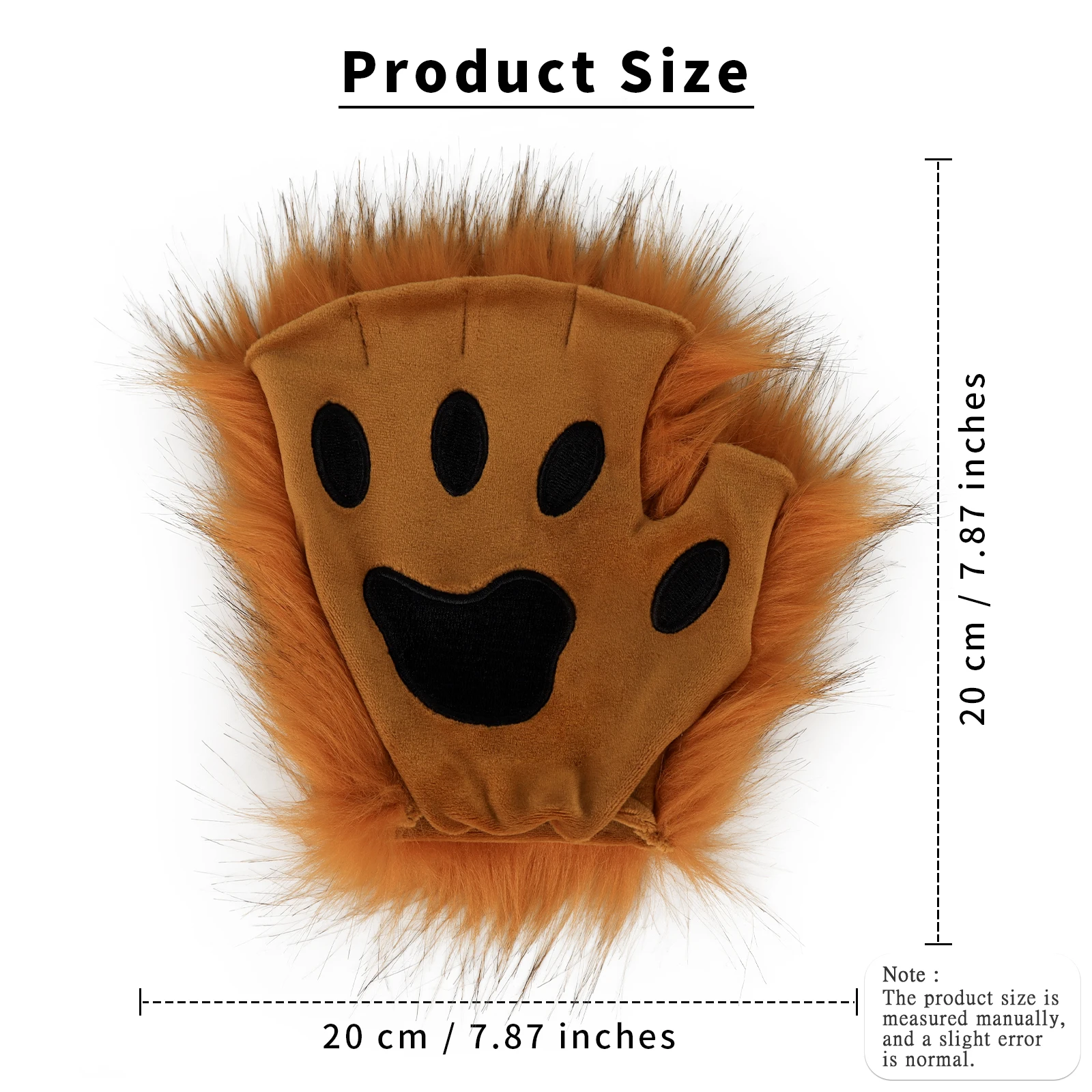 Faux Fur Fox Tail Cat Mask Paw Gloves and Leather Choker Costume Accessories Set for Cosplay Parties