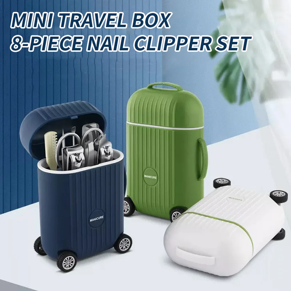 

Набор из 8 креативных кусачек для ногтей из нержавеющей стали, мини-дизайн багажа, домашние инструменты для обрезки ногтей