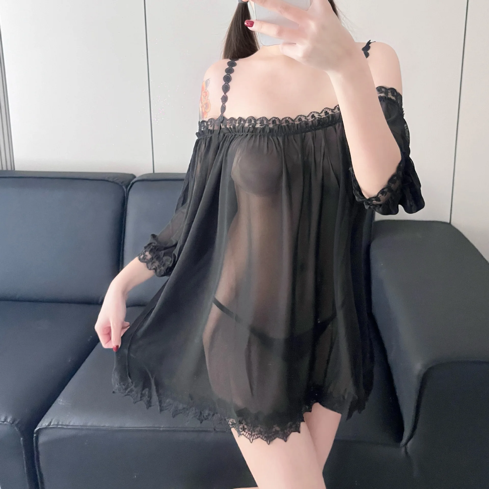 المرأة مثير الدانتيل قمصان النوم 2024 الربيع الصيف سيدة حبال Homewear بلا أكمام ملابس خاصة الإناث فساتين بيجامة شفافة #3