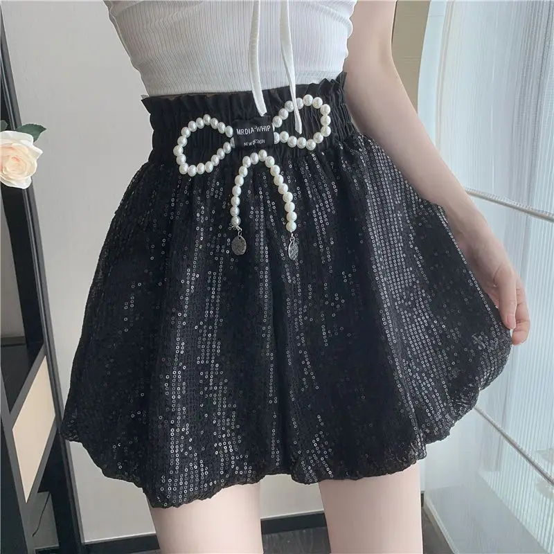 

Summer Sequin Embroidery Baggy Shorts Women Korean Style Zevity Women's Lace-up High Waist Pants New Y2k Streetwear Trousers