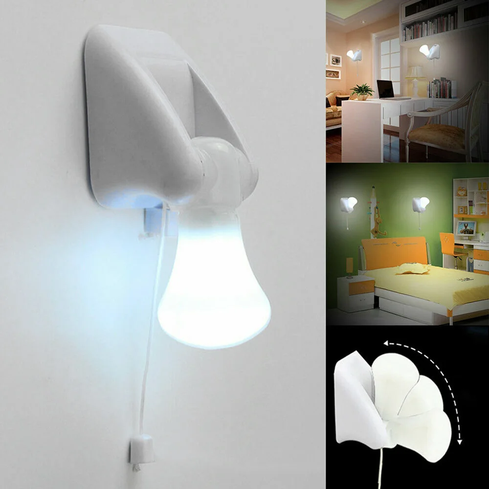 LED Pull Cord Wall Night Lights Cabinet Closet Table Lamp Self Adhesive Bulb For Home Toilet Bedroom Lighting Battery Operated