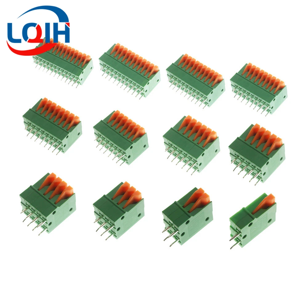 10Pcs Pitch 2.54mm KF141V Push-in Spring Screwless Terminal Block Straight Foot 1/2/3/4/5/6/7/8/9/10/11/12P PCB Connector