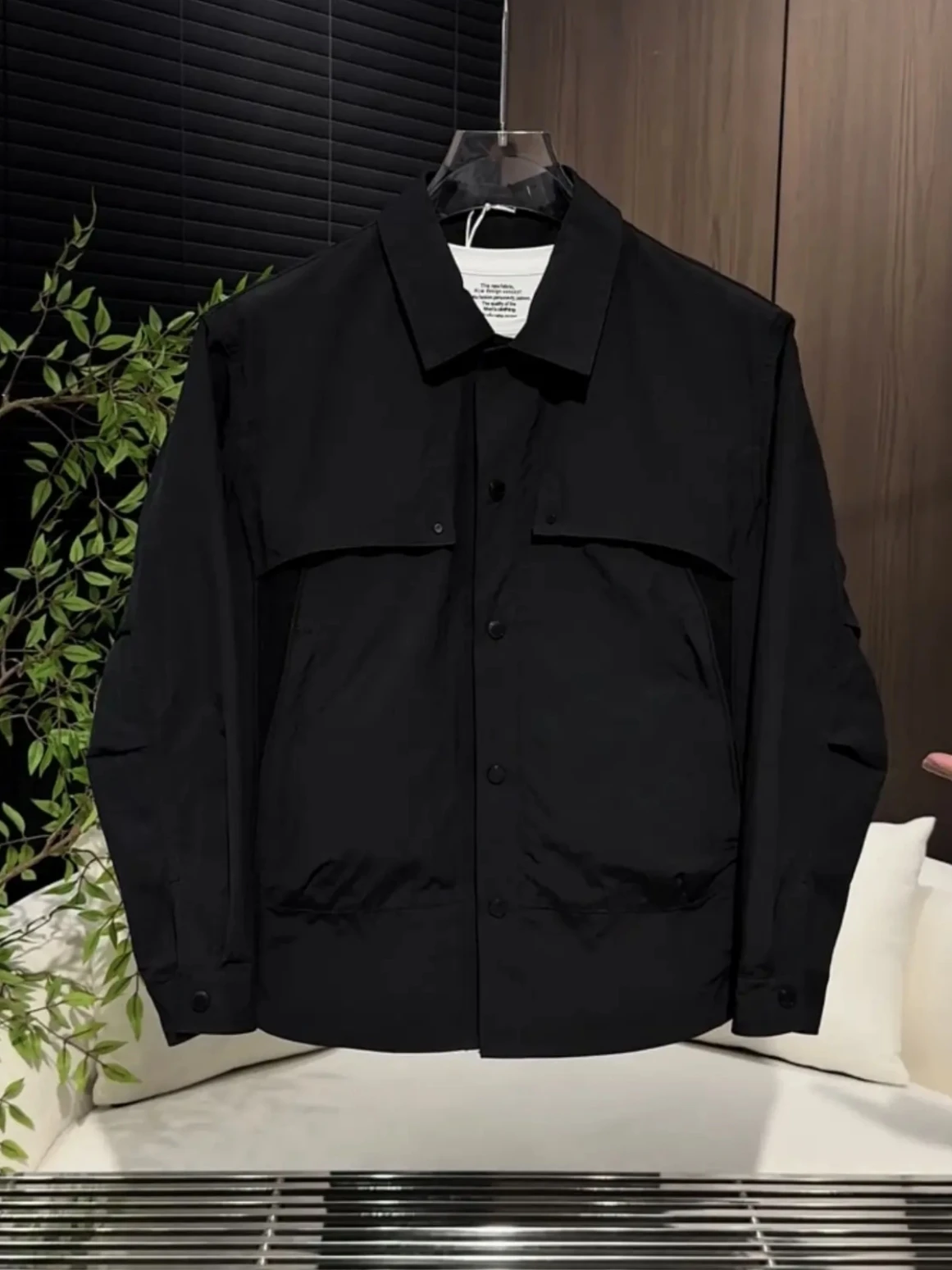 

Spring New Arrival Casual Plaid Pure Color Men's irt Jaet Lightweight Versatile Faionable Workwear Coat Breathable