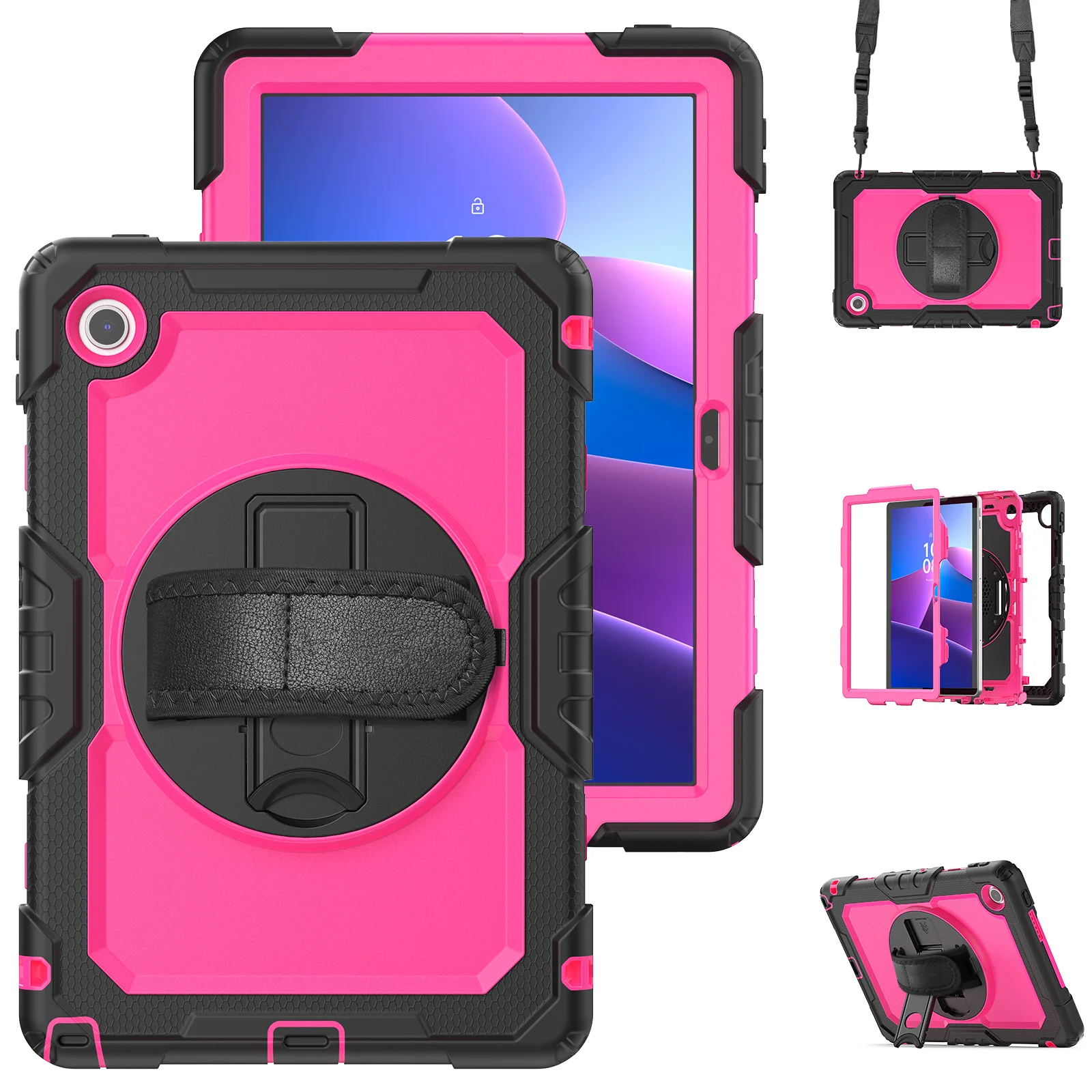 

Heavy Duty Case for Lenovo Tab 2025 TB-311FU 10.1inch Tab K10 2nd TB311XU 10.1" Cover with PET Protective Film & Shoulder Straps