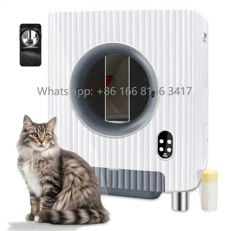 

APP Control Self Cleaning and Electric Entrance Door Automatic Cat Lit-ter Box for Cats with Mat-Anti-Pinch and Video Mon-itor