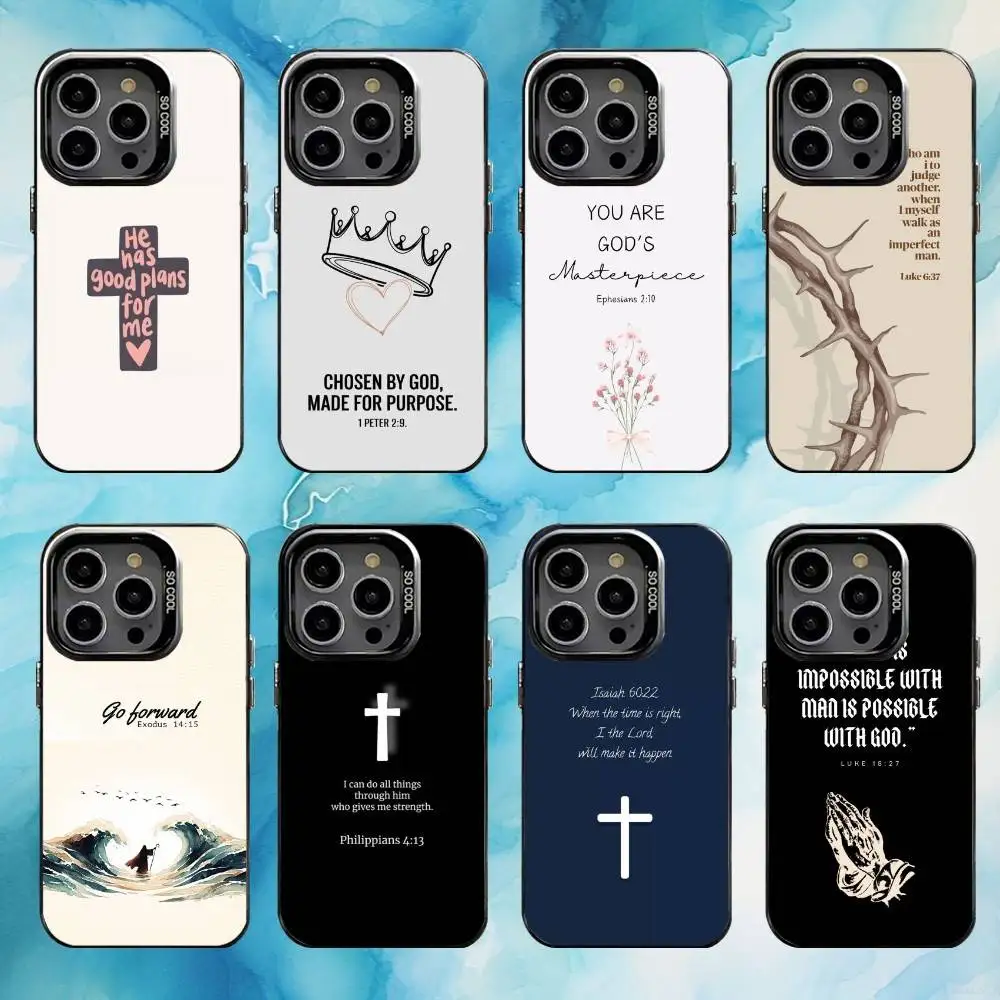 

Jesus Bible Verse Phone Case For iPhone17,16,15,14,13,12,11 Plus,Pro Max Black Candy Matte Shockproof Cover