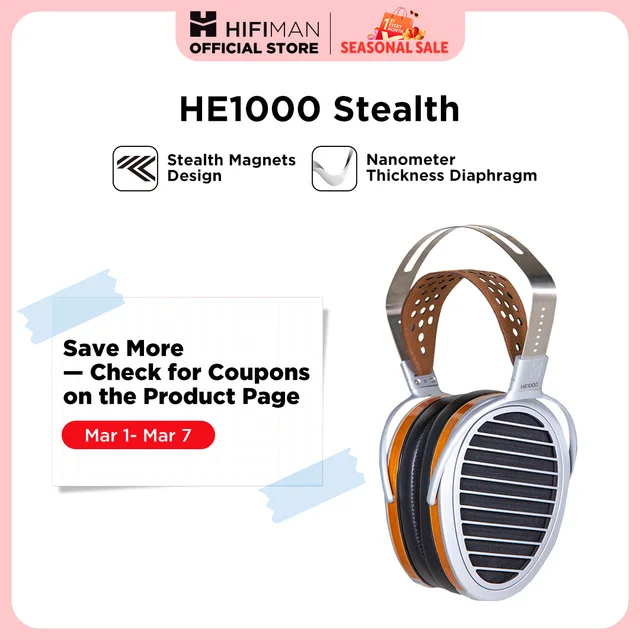 HIFIMAN HE1000 Stealth Magnet Planar Magnetic Full-Size Over-Ear Open-Back Hi-Fi