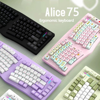 FEKER Alice75 Mechanical Keyboard Kit Tri-mode Gasket Hot-Swap RGB Aluminum Custom 75% Ergonomic 3° Slope Office Gaming Keyboard