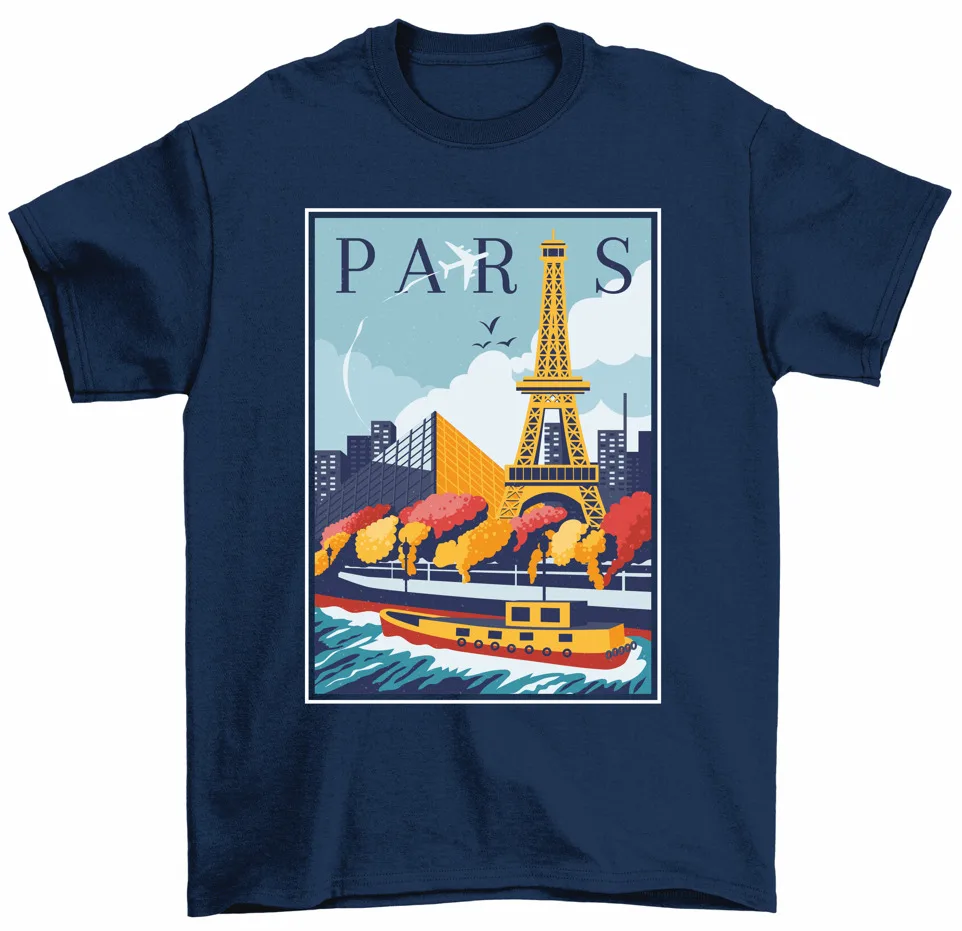 Paris Eiffel Tower Travel T-Shirt Paris France Cityscape Tourist Gift Size S-5XL