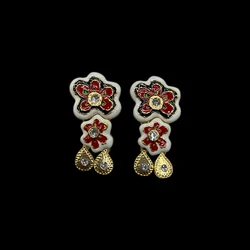 New Vintage Color Enamel Dripping Flower Earrings Gold Flower Delicate elegant Gothic ear accessory