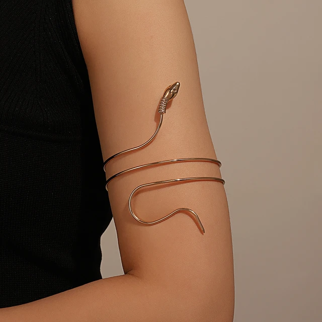 Snake Coil Upper Arm Band Cuff Armlets for Women Girls Metal Gold Silver Color Simple Boho Bangle Adjustable Body Jewelry Gifts AliExpress