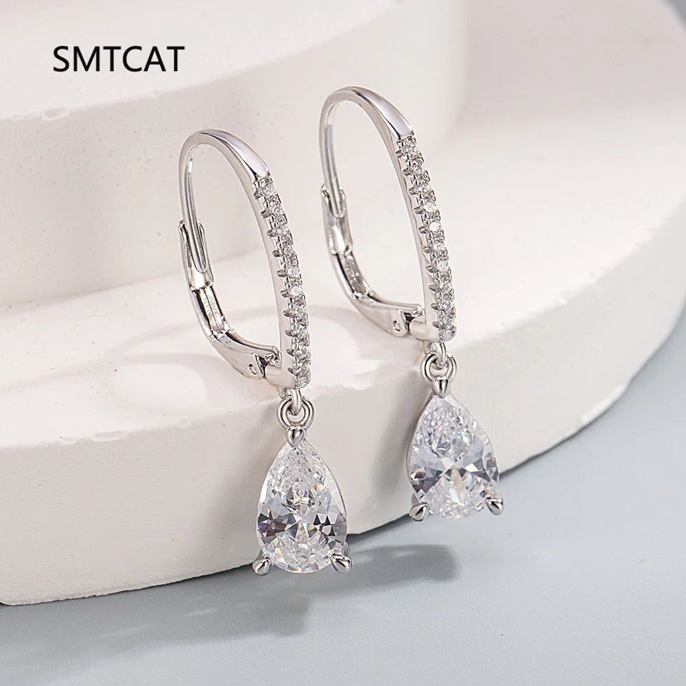 Pear Cut Simulated Moissanite Stud Earrings S925 Silver Waterdrop Diamomd Hoop Earring for Women Gifts Fine Jewelry Brincos