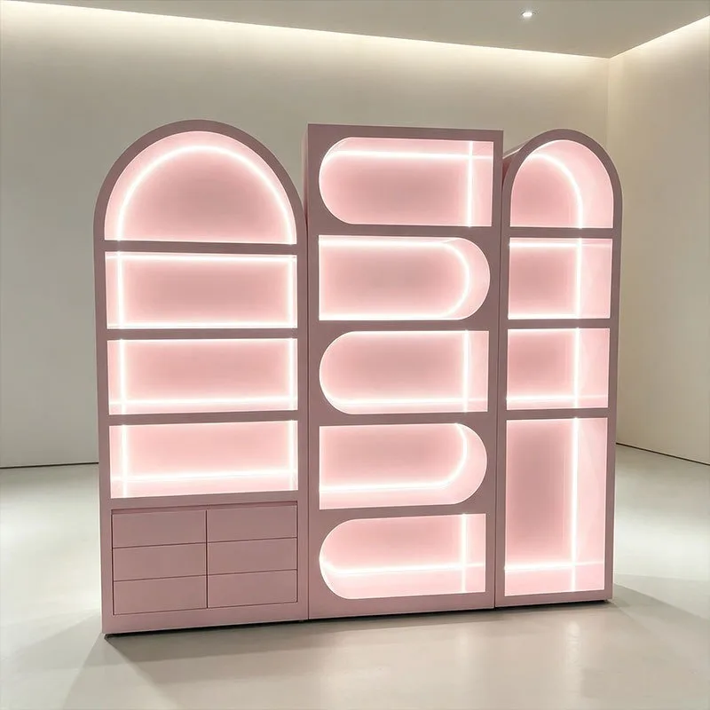 Paint manufacturer Cosmetics display cabinet with lamp beauty salon Nakajima display cabinet High-end exhibition hall Sample dis
