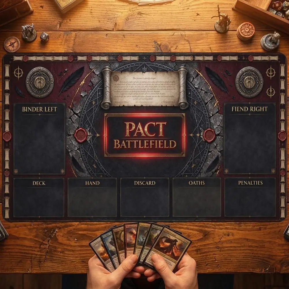 Pact Battlefield Red Gold Desk Mat Thick Rubber Smooth Surface For Strategy Gaming