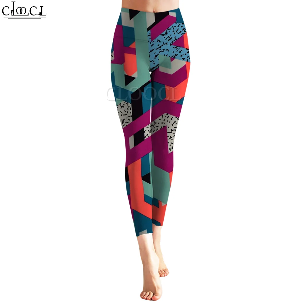 CLOOCL Fashion Harajuku kobiety Legging popularne abstrakcyjne spodnie graficzne labirynt Stretch spodenki do ćwiczeń dla kobiet