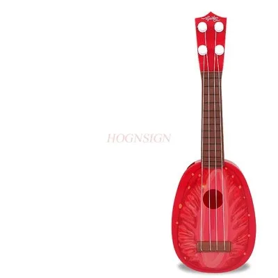 Cartoon fruit Yukrili Ukrili four-string mini guitar, which can play musical instruments, educational children's toys