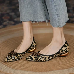 Women's Shoes 2024 Hot Sale Shallow Women's Flats Fashion Leopard Print Office and Career Sexy Pointed Toe Heels Women Zapatos