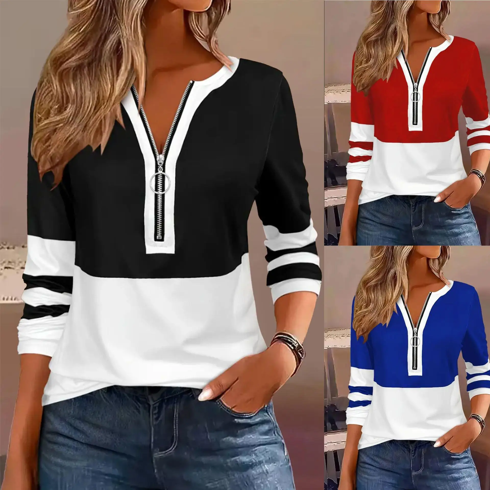 Décontracté rond Ne Long Sve T-shirt grande taille femmes automne hiver Faion confortable respirant Polyester coton mélange