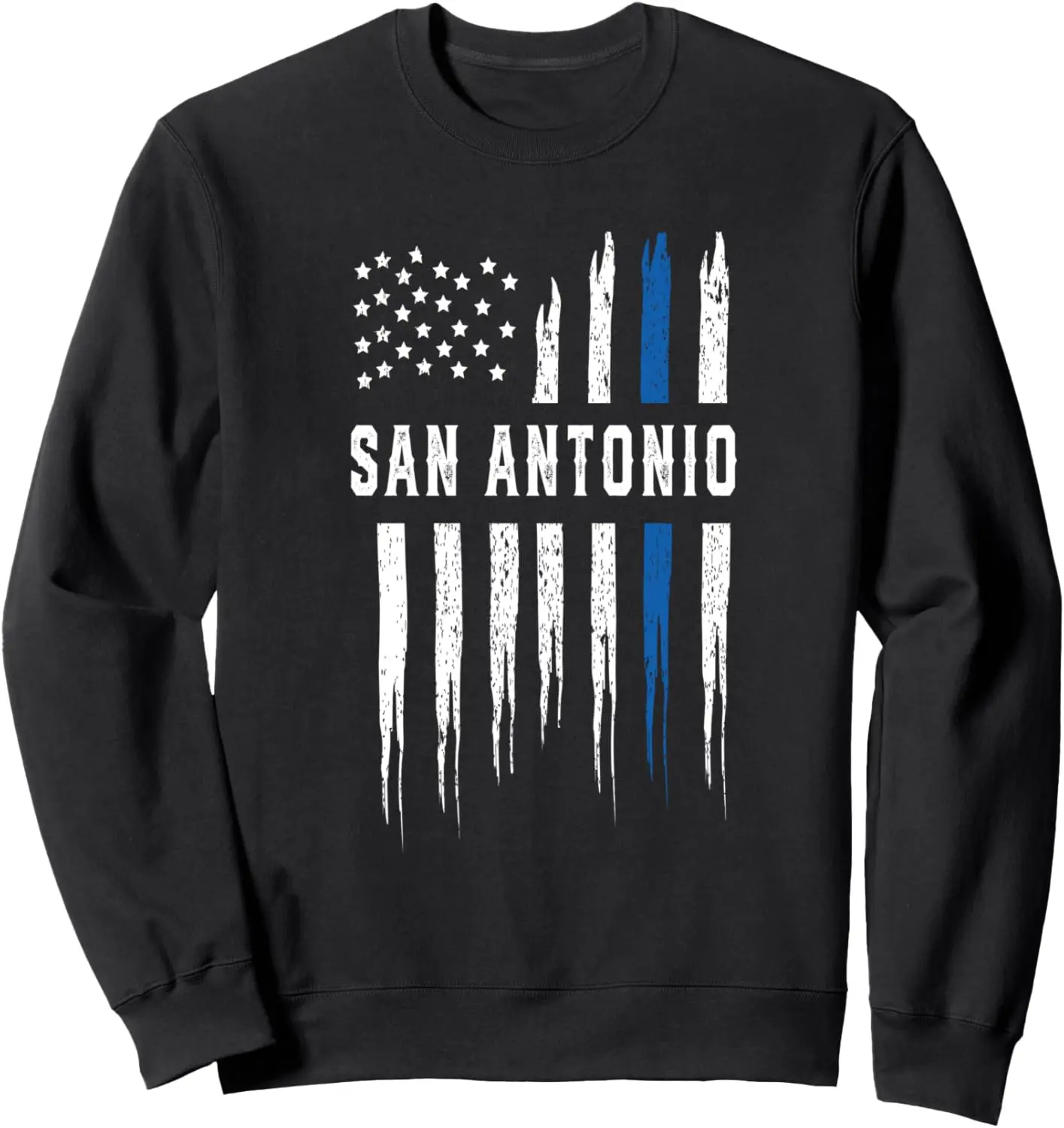 Thin Blue Line Heart San Antonio Police Officer Texas Cops Sweatshirt