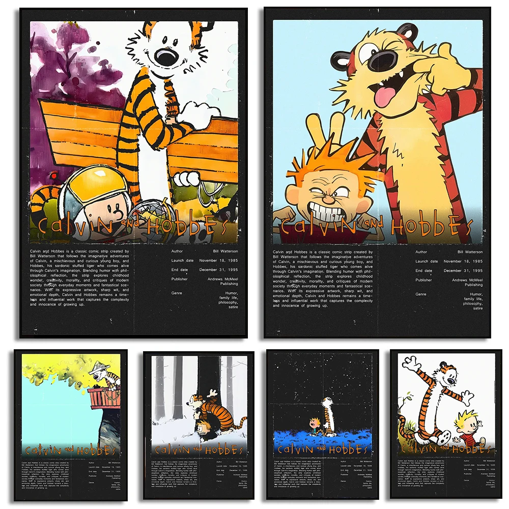 Classic American Comics Calvin and Hobbes Posters Prints Canvas Painting Comics Wall Art Pictures Home Living Room Decoration