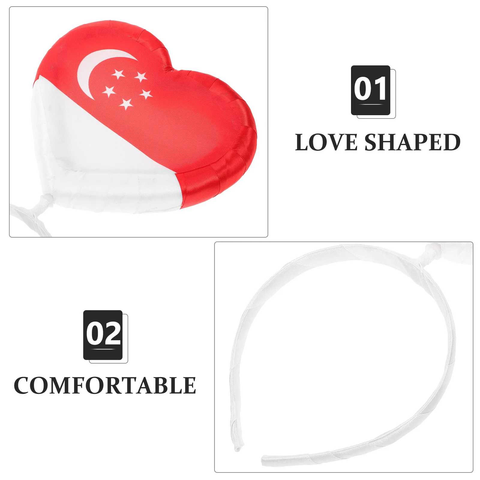 

Singapore Flag Headband Lightweight Hair Hoop For Party Festival Sports Event Decor National Flag Hair Accessory