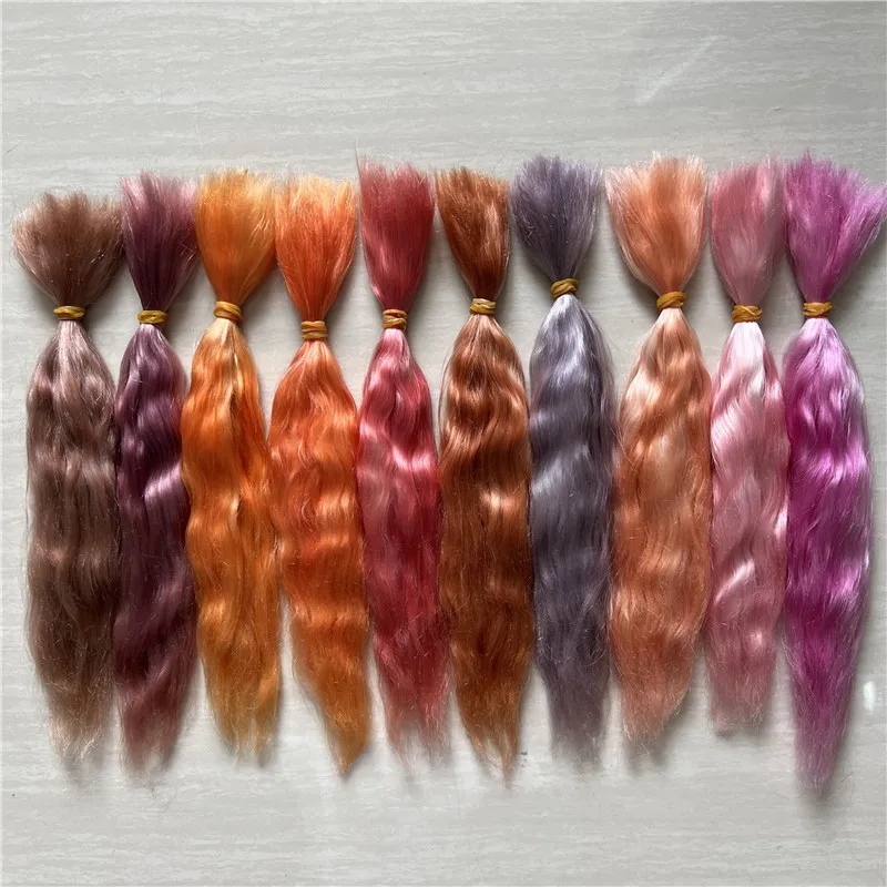 New Red Purple Pink Brown Colors Reborn Doll Pure Mohair Handrooted Top Quality Mohair Wigs for BJD SD 1/12 Dolls Hair Accessory