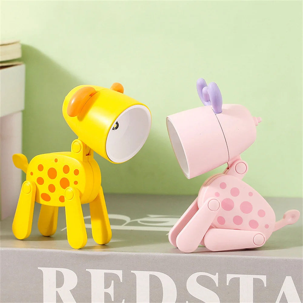 LED Mini Night Light Cute Dog Deer lampade da scrivania pieghevoli ornamento da tavolo luce del libro camera dei bambini comodino camera da letto Decor regali di festa