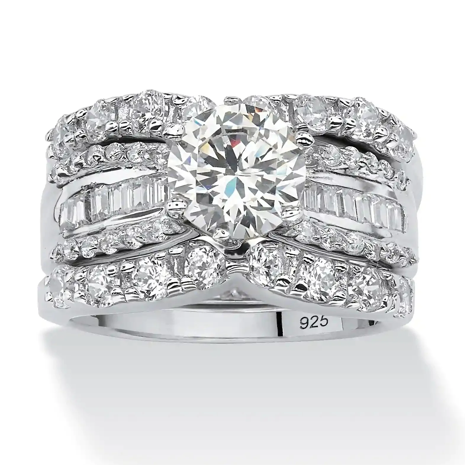 S925 Sterling Silber Ring Bestseller mit Zirkon-Einlage, 18K Gold Plattiert, Dreier-Set Ringe, Diamant-Verlobungsring – Detail 2